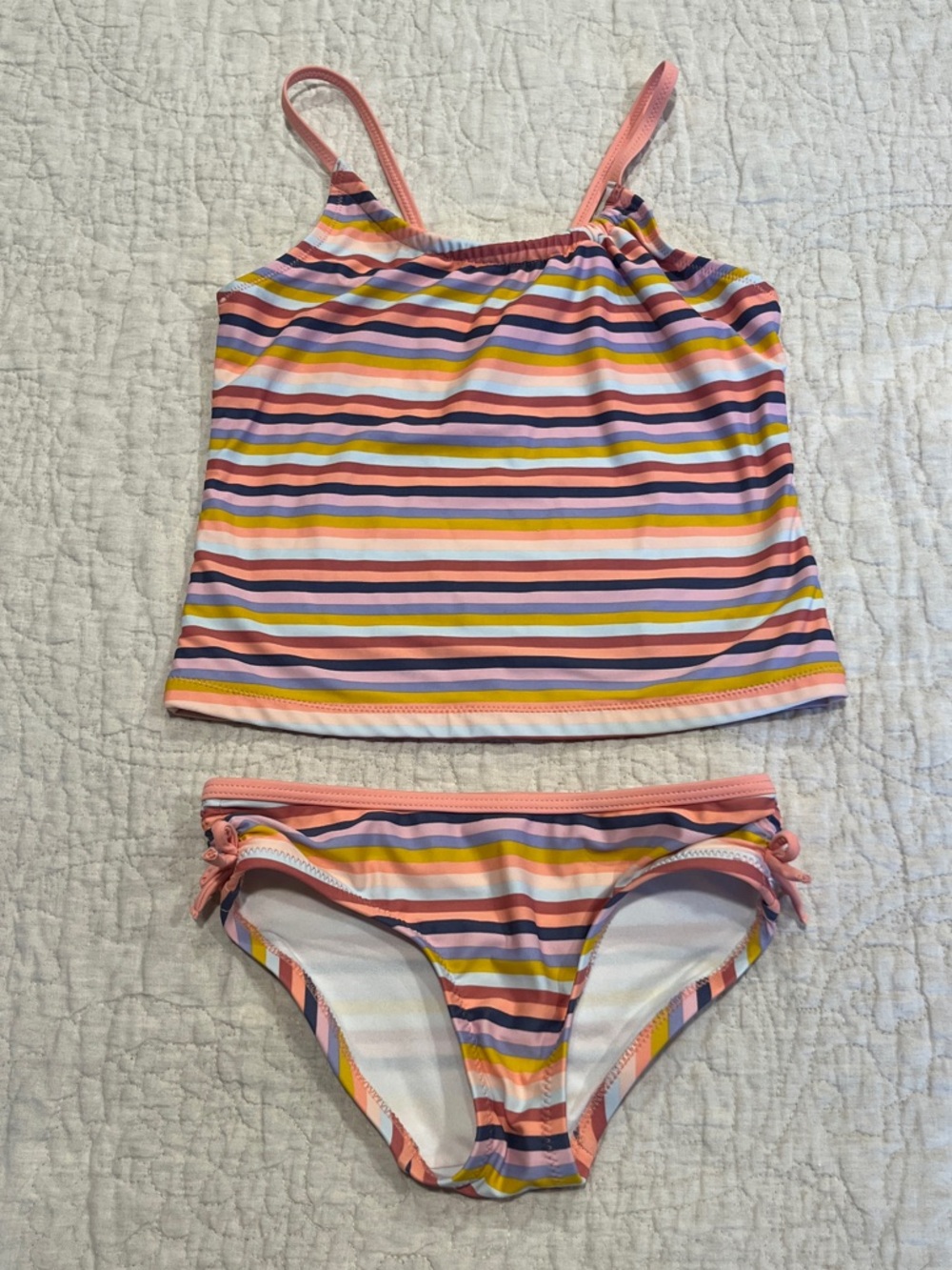 Oshkosh Girls' Pink Multi-Stripe Tankini Set